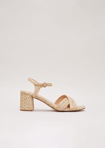 Phase Eight Raffia Block Heels Beige Canada | HLMSOY-948